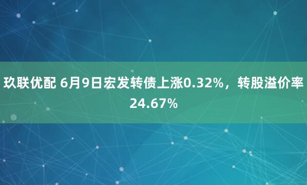 玖联优配 6月9日宏发转债上涨0.32%，转股溢价率24.67%